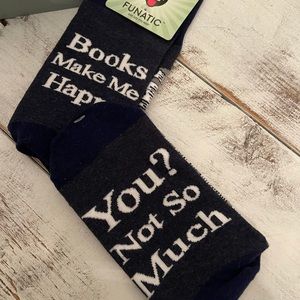 Funny “Books Make Me Happy” Socks. Funatic brand.
